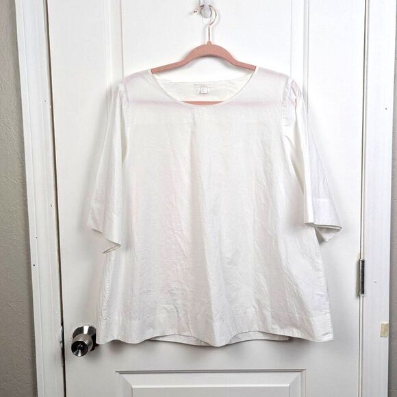 COS | White Crisp Cotton Short Sleeve Blouse Size US 8 - Picture 1 of 7